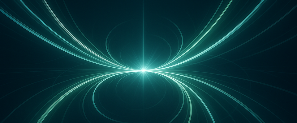 Flussi di luce blu e verde su sfondo nero