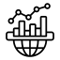 Icona di un mondo con analisi dati